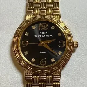 Tauan | Accessories | Tauan Gold Tone Band Black Face Swiss  display picture 1